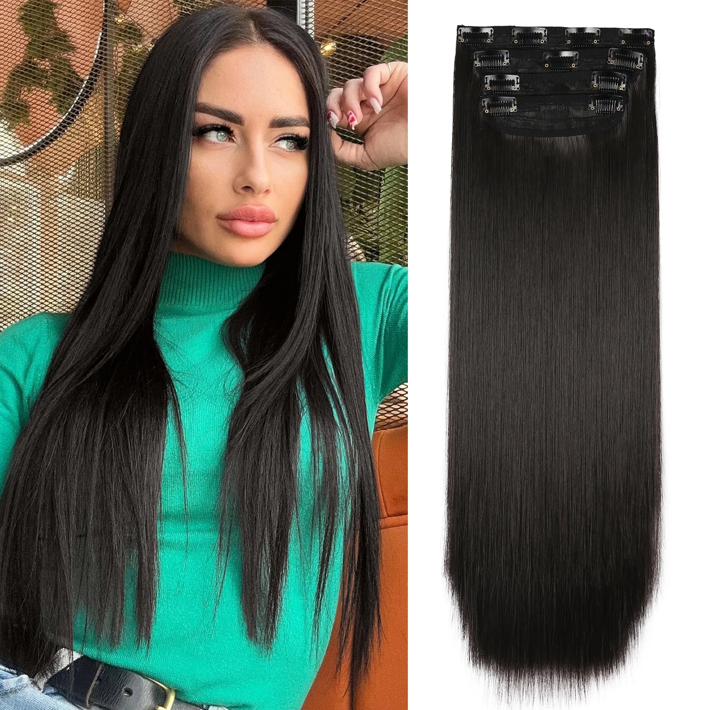 4Pcs/Set 20Inch Synthetic Hair Clip In Long Wavy Thick Hairpieces For Women Full Head Synthetic Hair Extensions Ombre Hairpieces