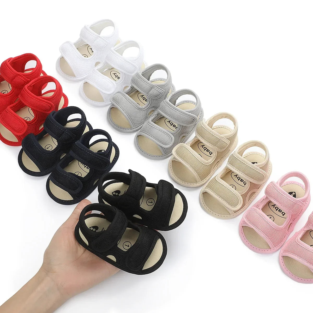 0-18 M Summer Unisex Toddler Sandals Baby Girl Shoes Solid Color Net Cloth Breathable Boys Baby Sandals Infant Girls Sandals