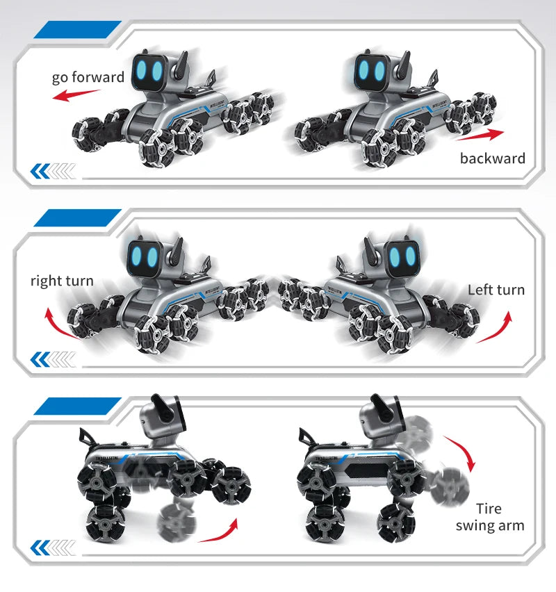 Kid's 8-wheel RC Car Toy Boy Intelligent Machine Dog Remote Control Car 8-wheel Stunt Remote Control Birthday Gift Toy