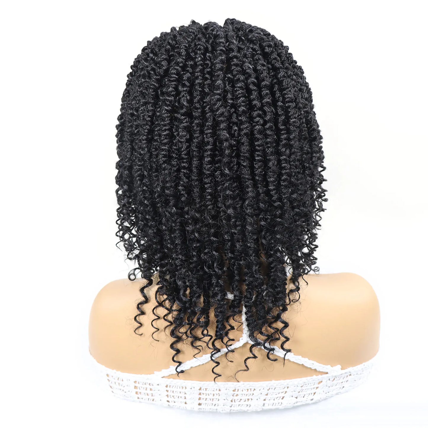 Short Passion Twist Braided Wigs Curly Ends Square Part Blonde Bob Braided Lace Front Wig For Women Synthetic 12Inch Braided Wig