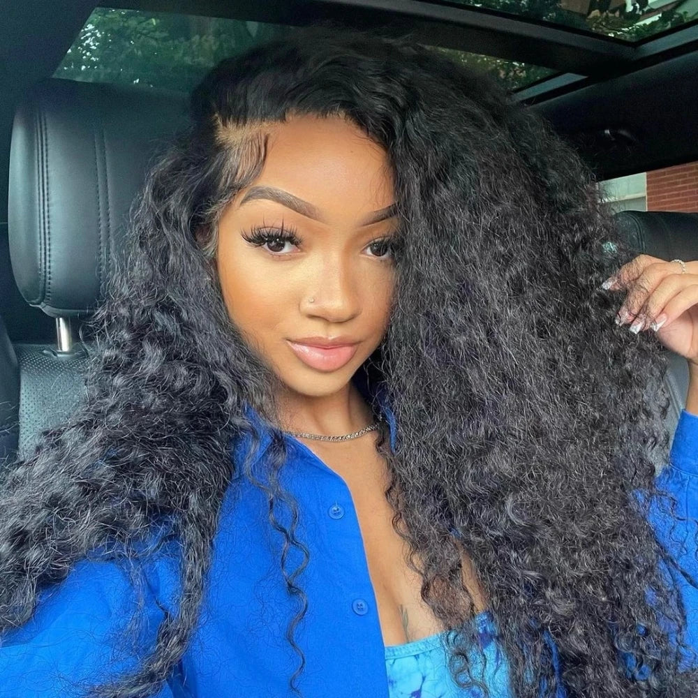 Curly 360 Lace Front Human Hair Wigs 250 Density Brazilian Deep Wave 40 Inch 13x6 HD Lace Frontal Wig 100% Human Hair Preplucked