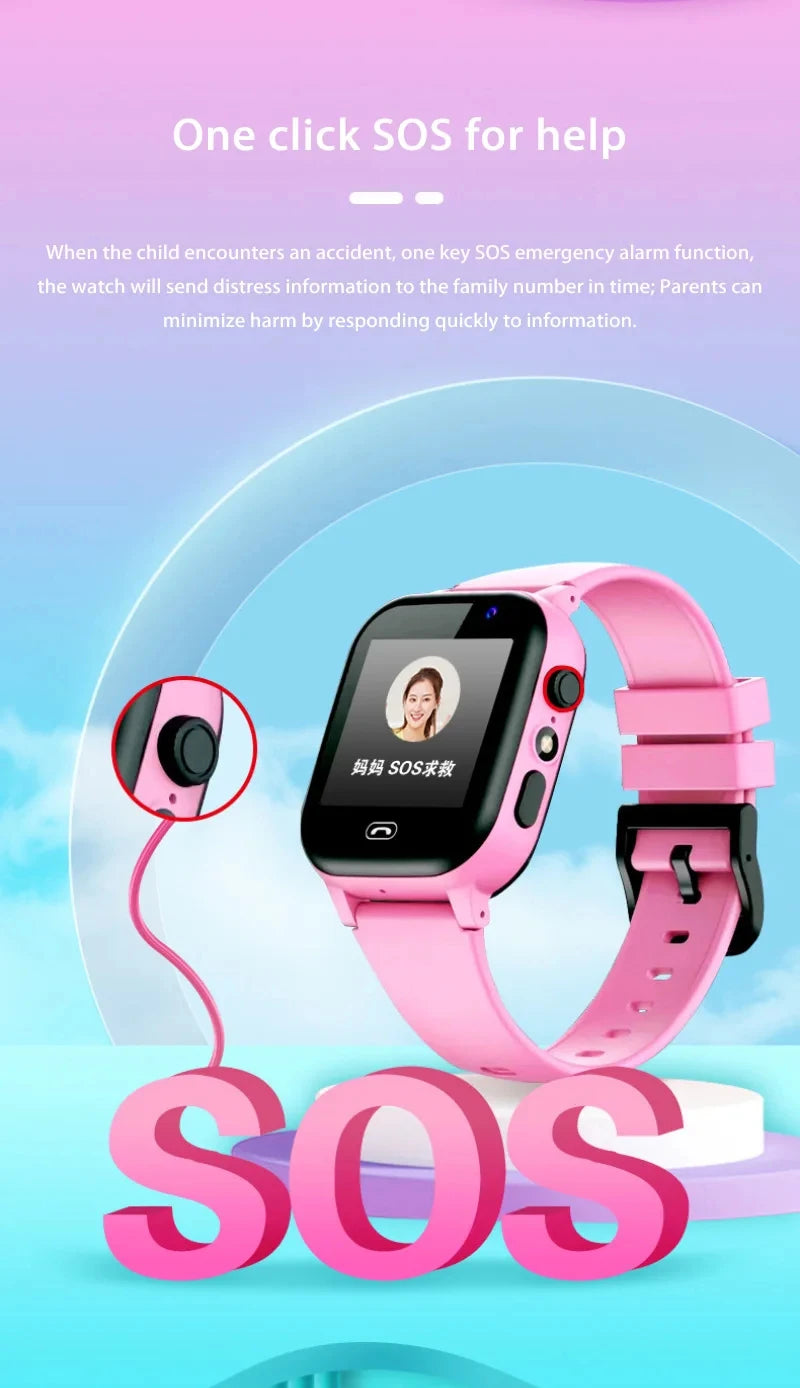 Xiaomi Kids 4G Smart Watch SOS GPS Location Video Call Sim Card Child Camera Waterproof Upgrade 2025 For Boys Girls Add Earphone