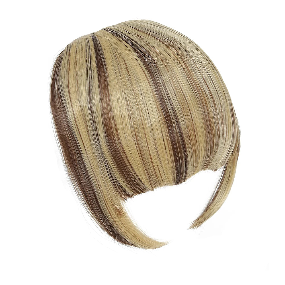 High Quality Synthetic Wig Flat Bangs Hair Extension Clip in Bangs with Temples 6 Inches Front Face Bangs for Women Girls Daily