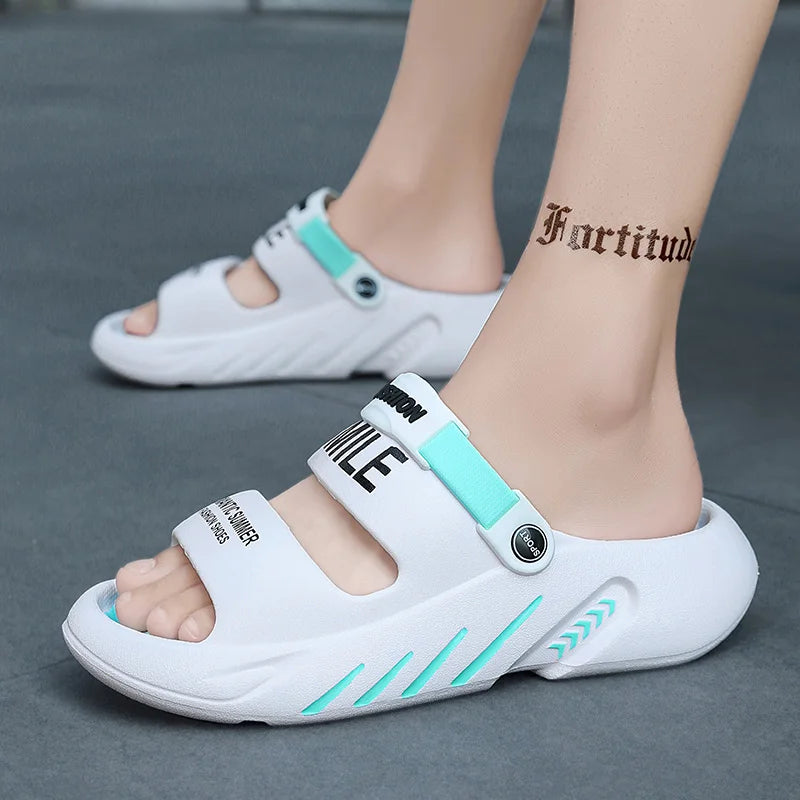 2024 Summer Men's Massage Slippers Outdoor Sandals Beach Comfortable Soft Slides Indoor Casual Shoes Men Sandals Big Size 47 48