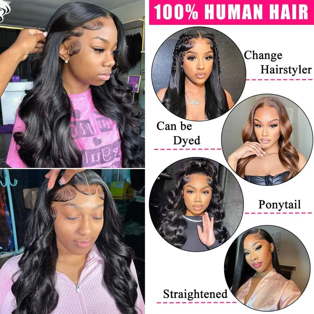 13x6 13x4 Body Wave Lace Front Wigs Human Hair PrePlucked Transparent Lace Frontal Wigs Human Hair Wigs With Baby Hair For Women