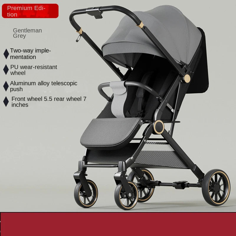 Two-way Baby Stroller can Sit or Lie Down Newborn Baby Stroller Simple Folding Ultra-lightweight Shock-absorbing Wheels