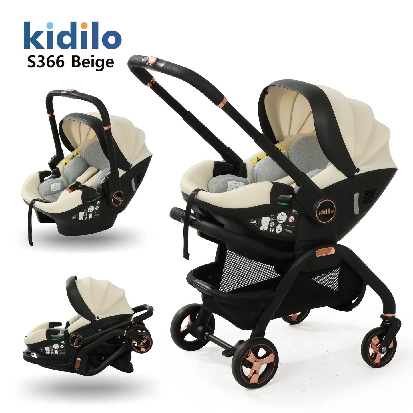 3-in-1 baby safety stroller, two-way newborn baby safety seat, portable 3-in-1 stroller for ages 0-2le for 0-2 years old