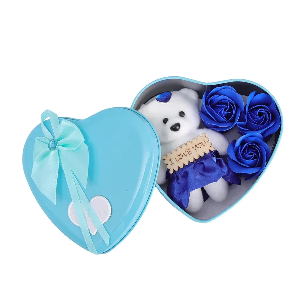 Bear Rose Gift Box Valentines Day Flower Love Box Bears Bouquet Wedding Birthday Home Party Decoration Gift for My Girlfriend