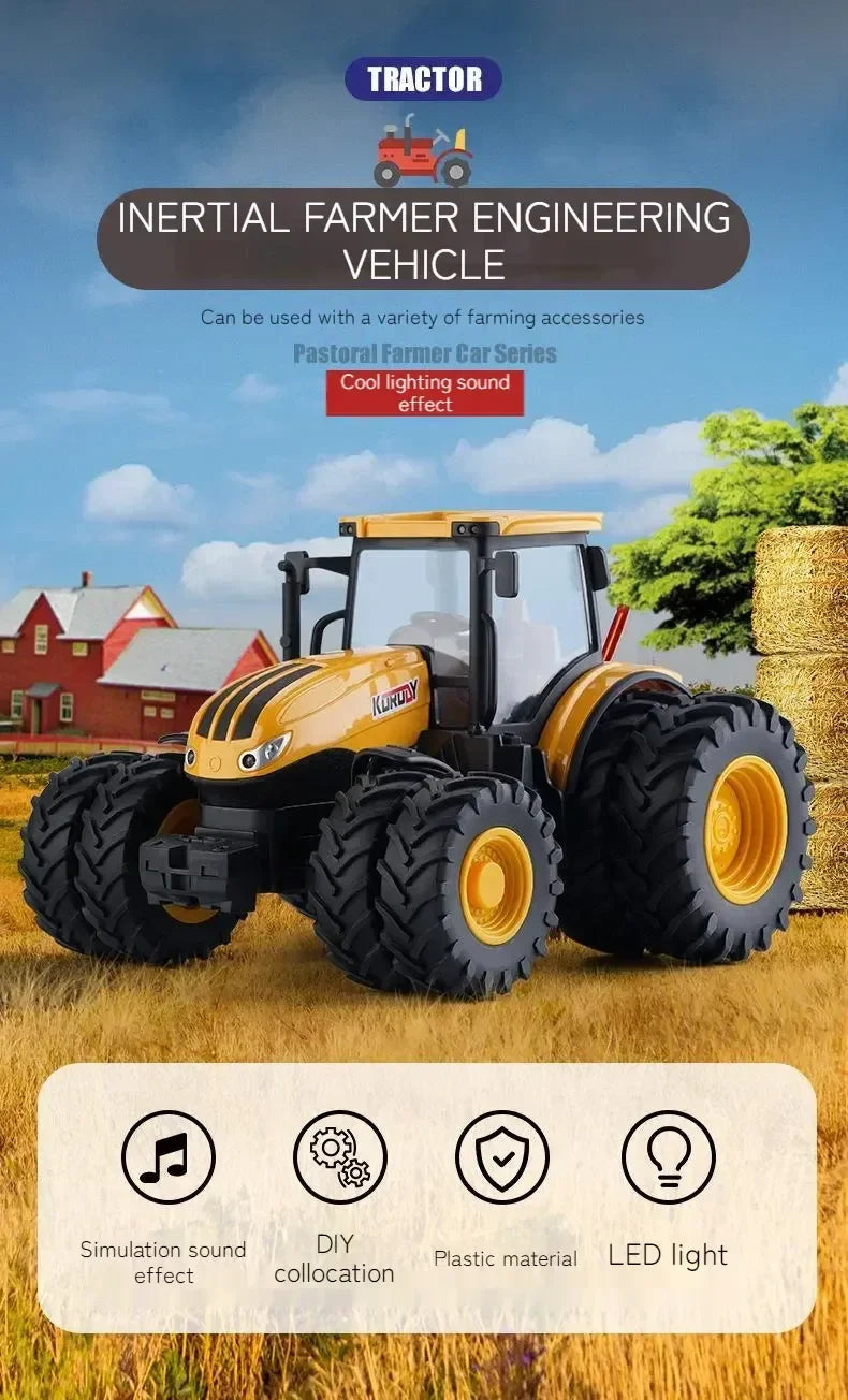 6601 Rc Car 1:24 Alloy Remote-Controlled Tractor Toy Headlights Simulation Electric Farm Truck Toy Set Kid Outdoor Surprise Toy