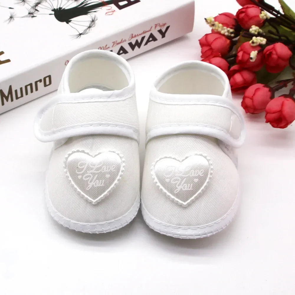 1 Pair Spring Autumn Baby First Walkers Infant Baby Girls Boys Anti-Slip Shoes Heart-shaped Newborn Slipper Shoes 0-18 Months