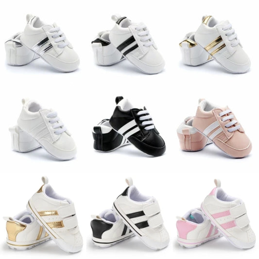 Newborn Baby Shoes Boys' and Girls' Infant Sports Shoes First Walker Classic Fashion Soft Sole Non slip Baby Walking Shoes