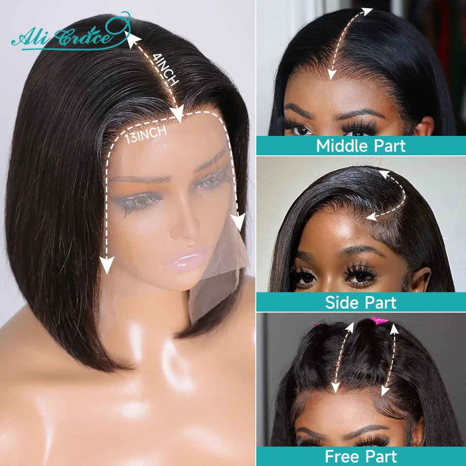 Ali Grace Bob Wig Lace Front Human Hair Wigs Brazilian Short Bob Wig 4x4 13x4 Lace Pre-Plucked Human Hair Lace Frontal Wigs