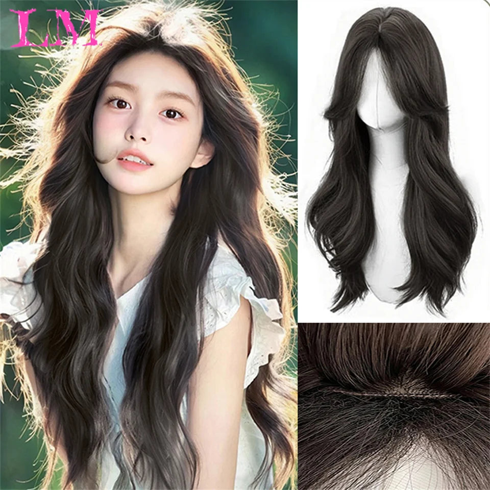 LM Wave Synthetic Wig for Black Women Wear Deep Curly Soft Wig Natural Black Color Replacement Wigs for Daily Party Use