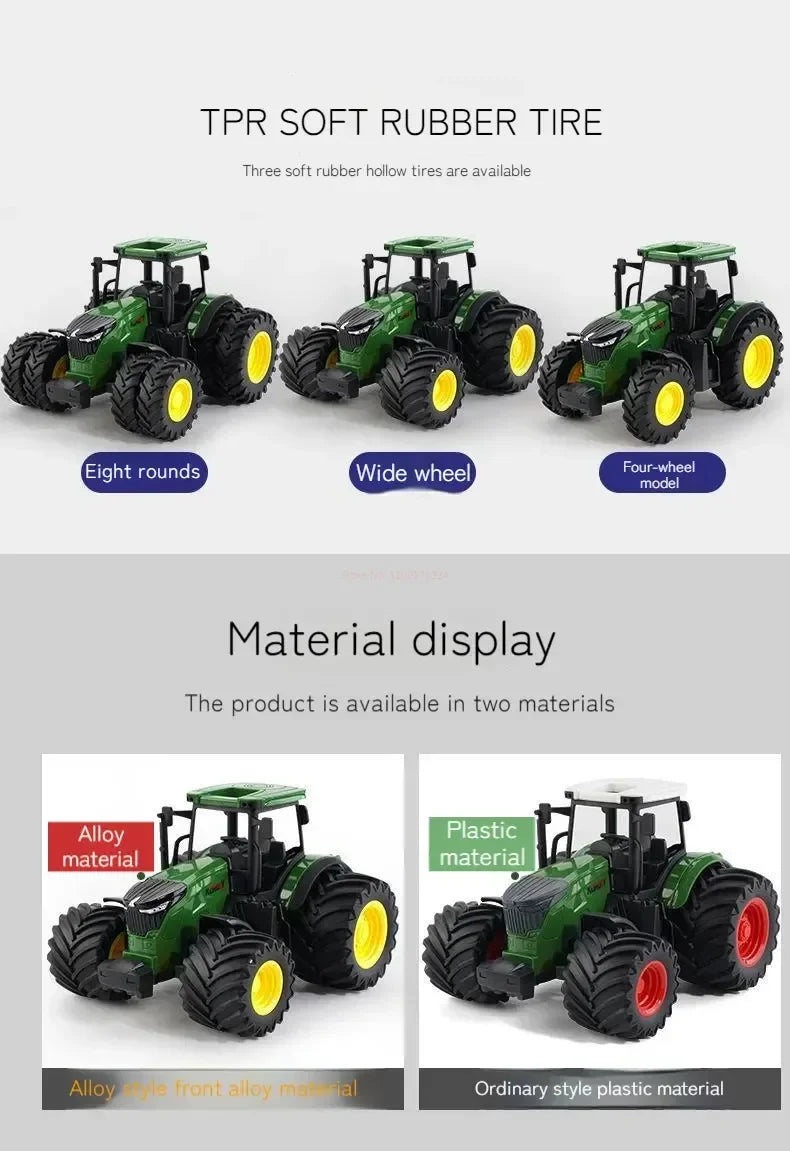 6601 Rc Car 1:24 Alloy Remote-Controlled Tractor Toy Headlights Simulation Electric Farm Truck Toy Set Kid Outdoor Surprise Toy