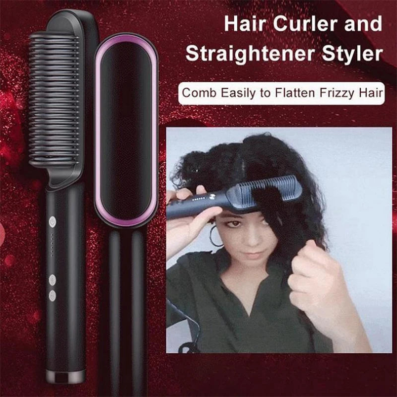 Electric Hot Comb Multifunctional Straight Hair Straightener Comb Negative Ion Anti-Scalding Styling Tool Straightening Brush