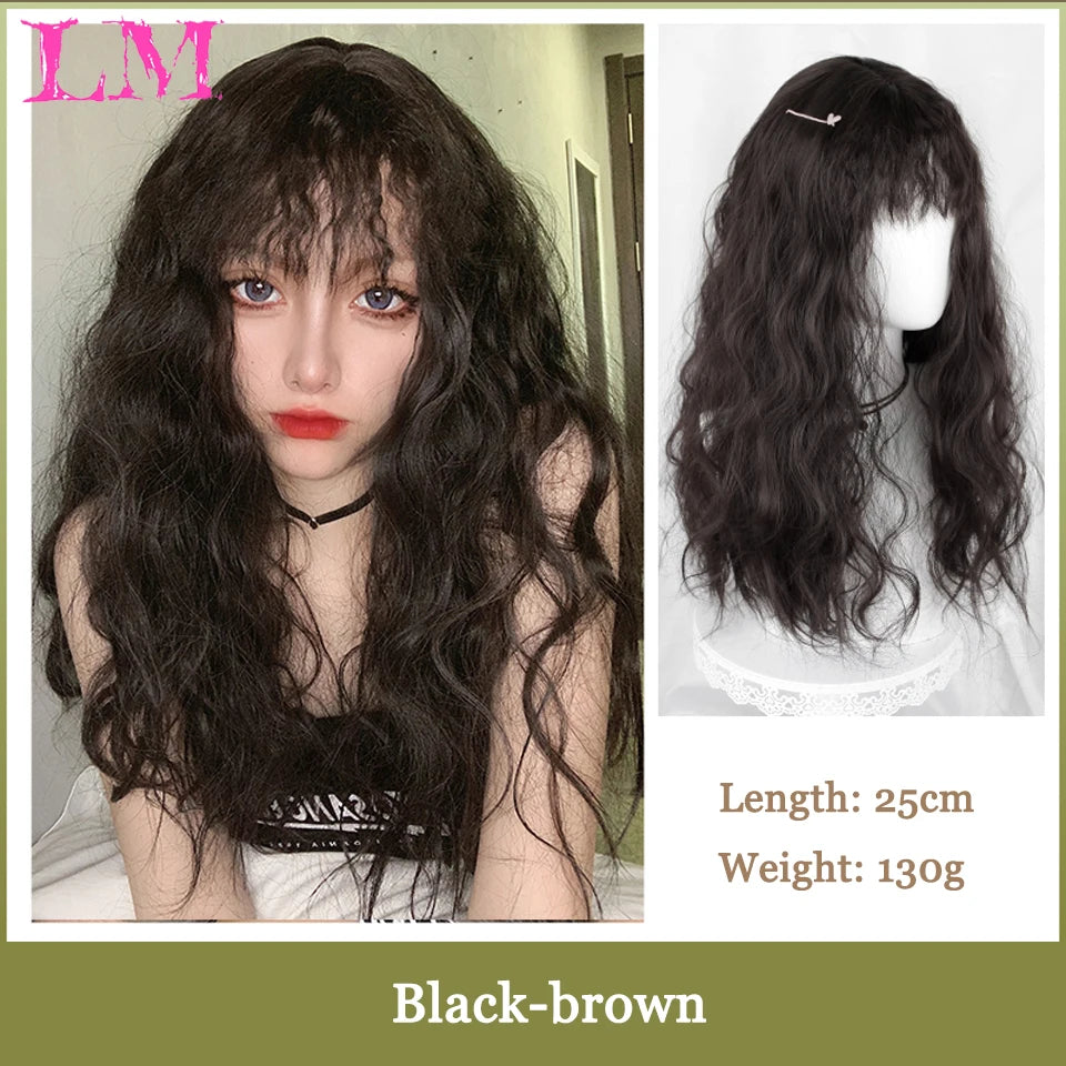 LM Wave Synthetic Wig for Black Women Wear Deep Curly Soft Wig Natural Black Color Replacement Wigs for Daily Party Use