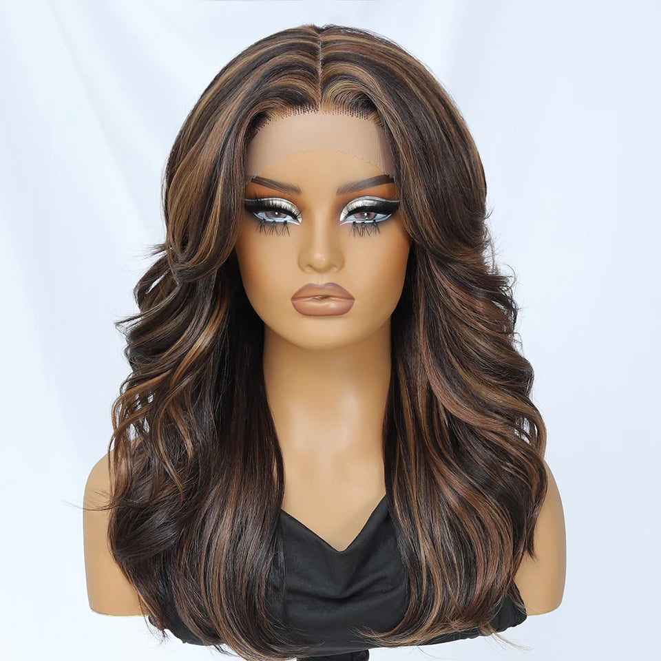 T- Part Layered Wigs With Bangs For Women 18 Inch Red Synthetic Lace Front Wig For Daily Use 13x5 Lace Wig Ombre Brown Afro Wigs