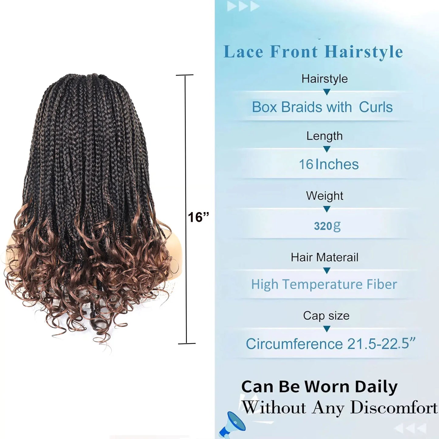 T30 Synthetic Box Braid Wigs Curly Ends Square Part Braided Lace Front Wig With Baby Hair For Women Blonde Lace Braided Wig