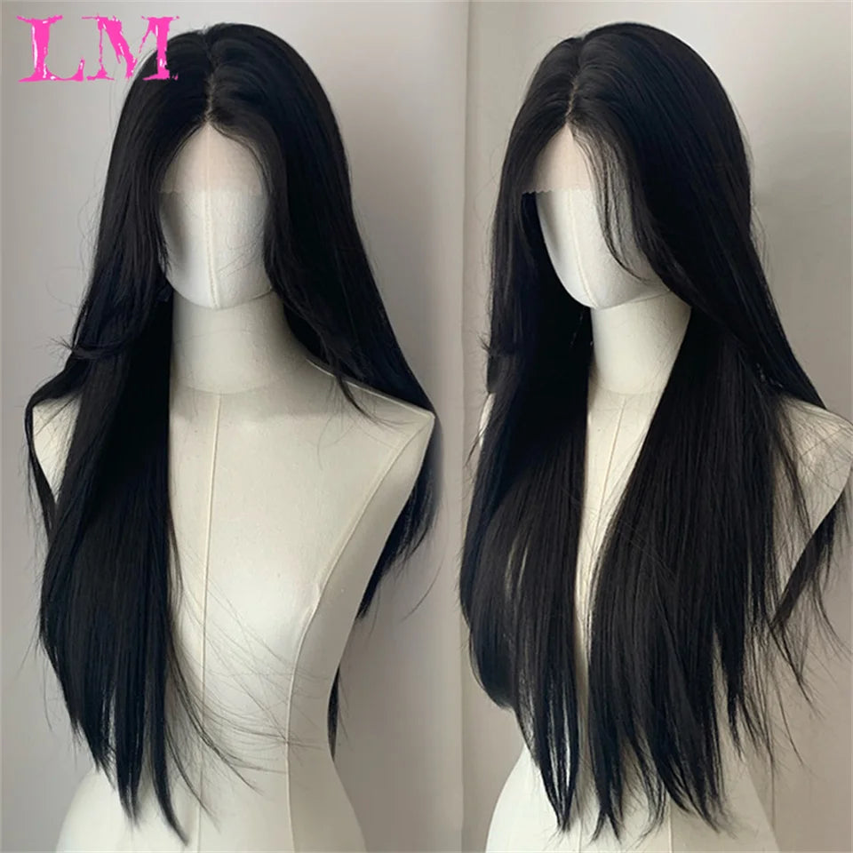 LM Wave Synthetic Wig for Black Women Wear Deep Curly Soft Wig Natural Black Color Replacement Wigs for Daily Party Use