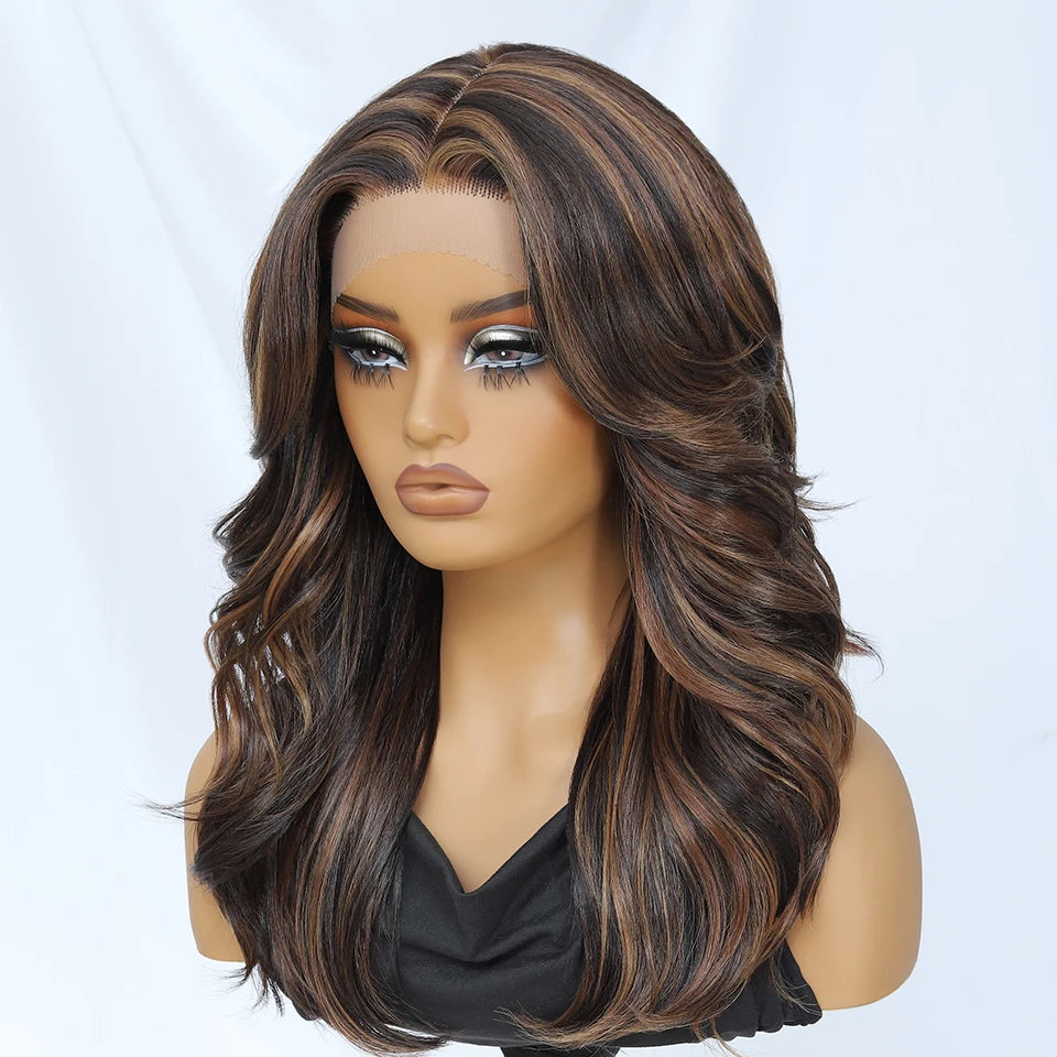 T- Part Layered Wigs With Bangs For Women 18 Inch Red Synthetic Lace Front Wig For Daily Use 13x5 Lace Wig Ombre Brown Afro Wigs