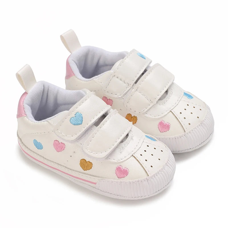 Infant Spring Shoe Newborn Infant Girls and Boys Recreational Baptism Non-Slip Walking Shoe White Soft-soled Sneaker Prewalker