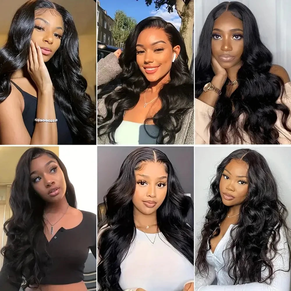 Body Wave 13x6 Lace Frontal Wig Pre Plucked with Baby Hair Natural Hairline Long Wavy Synthetic Lace Front Wigs For Black Women