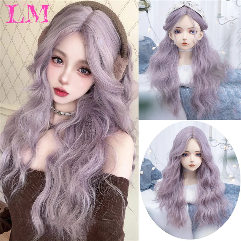 LM Straight Synthetic Lace Front Wig For Women 38 Inch Long Ombre Brown Red Blonde Hightlight Lace Frontal Wigs Cosplay Wig