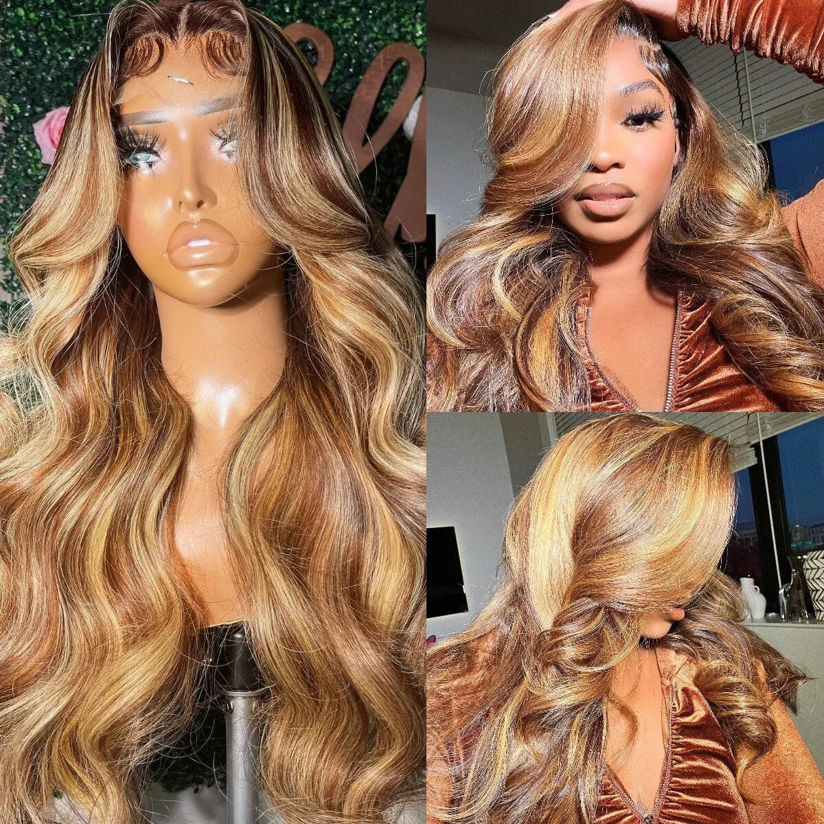 13×4 Highlight Transparent Blond Body Wave 100% Human Hair Wigs Pre Plucked Brazilian 13×6 Lace Frontal Wigs For Women 4×4  Wigs