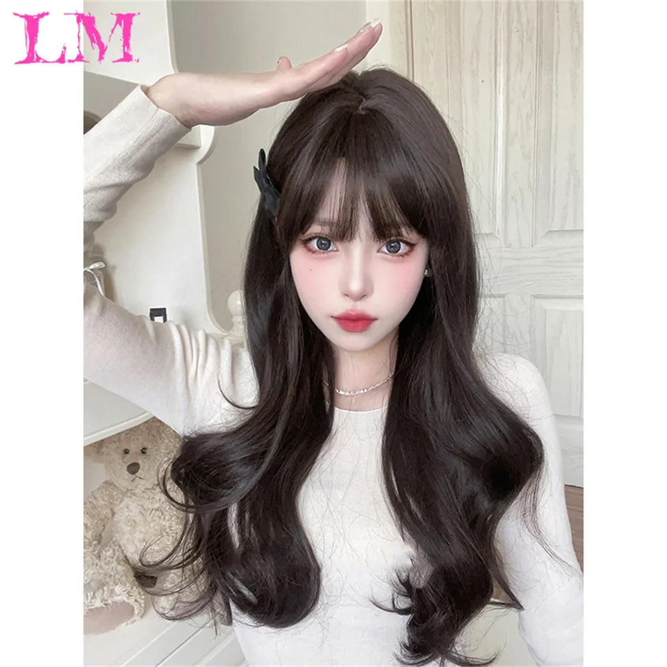 LM Wave Synthetic Wig for Black Women Wear Deep Curly Soft Wig Natural Black Color Replacement Wigs for Daily Party Use