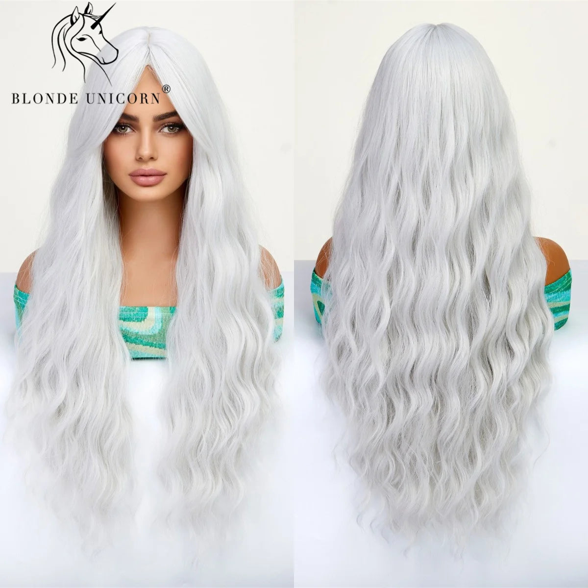 Blonde Unicorn Synthet Wig Long Wavy Mixed Brown Blonde for White Black Women Daily Party High Density Temperature Fibre Hair