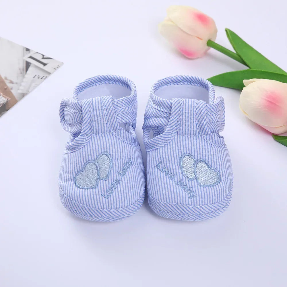 Double Heart Spring and Autumn Shoes for Men and Women 0-1 Years Old Soft Soled Toddler Shoes 3-6-9 Months Baby Walking Shoes