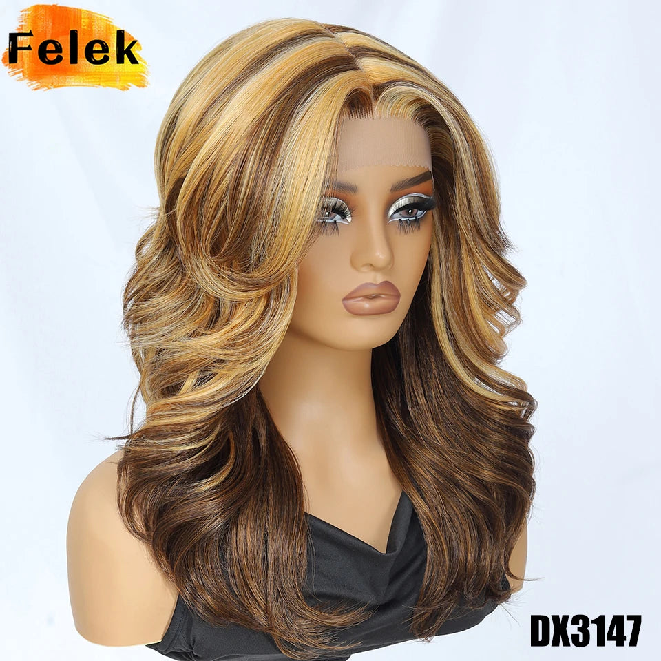 T- Part Layered Wigs With Bangs For Women 18 Inch Red Synthetic Lace Front Wig For Daily Use 13x5 Lace Wig Ombre Brown Afro Wigs