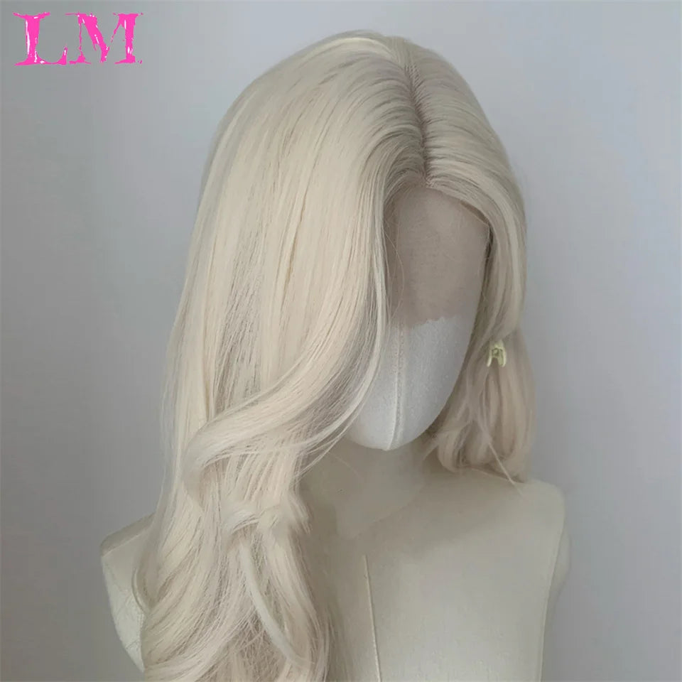 LM Straight Synthetic Lace Front Wig For Women 38 Inch Long Ombre Brown Red Blonde Hightlight Lace Frontal Wigs Cosplay Wig