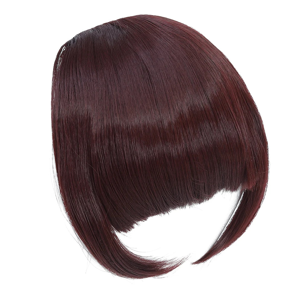 High Quality Synthetic Wig Flat Bangs Hair Extension Clip in Bangs with Temples 6 Inches Front Face Bangs for Women Girls Daily