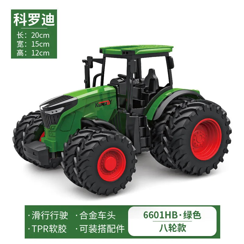 6601 Rc Car 1:24 Alloy Remote-Controlled Tractor Toy Headlights Simulation Electric Farm Truck Toy Set Kid Outdoor Surprise Toy