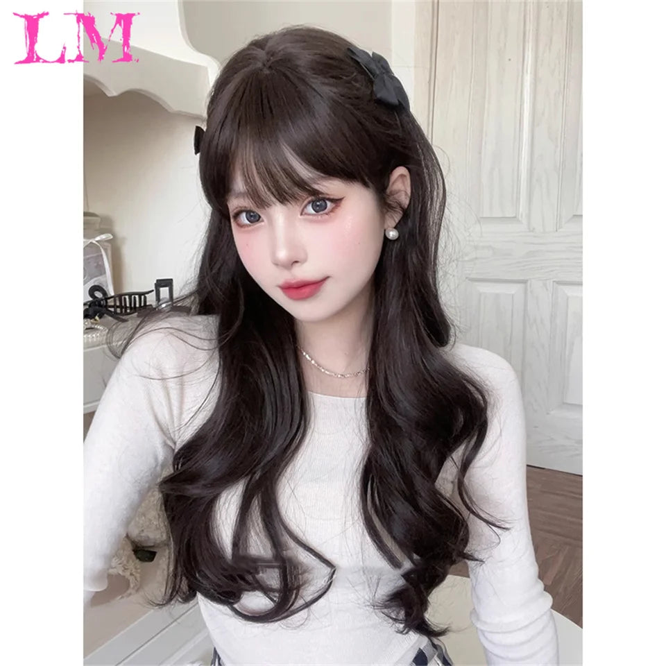 LM Wave Synthetic Wig for Black Women Wear Deep Curly Soft Wig Natural Black Color Replacement Wigs for Daily Party Use