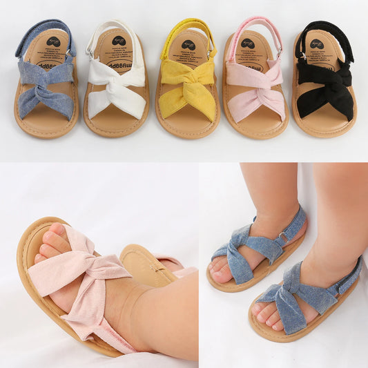 Summer Newborn Baby Girls Sandals Shoes Simple Style Solid Color Soft Sole Shoes Outdoor Indoor