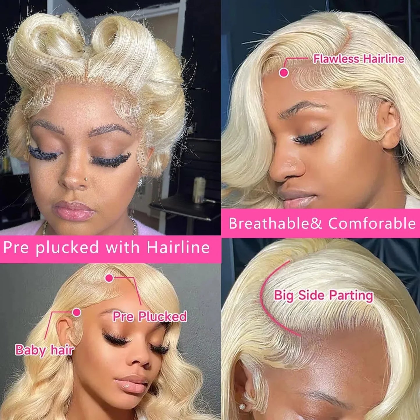 34 36 Inches 613 Blonde Body Wave 13x6 Full Lace Frontal Wigs Remy Brazilian  100% Human Hair Wigs for Women 180% Density