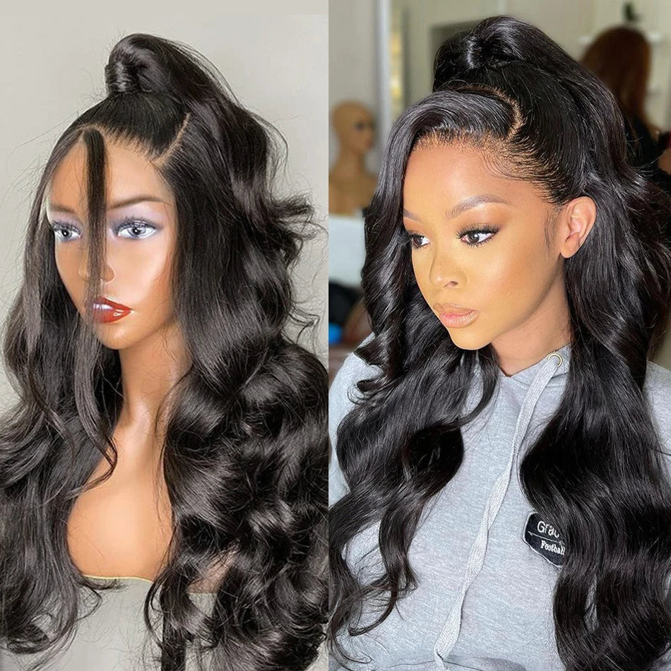 HD Transparent 13x6 Lace Front Human Hair Wigs Body Wave Pre Plucked Peruvian Body Wave Human Hair Frontal Wigs For Black Women