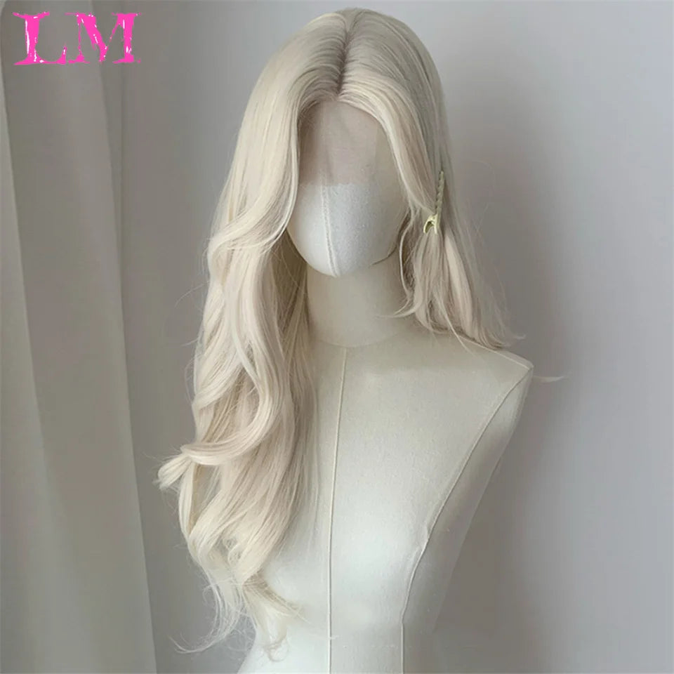 LM Straight Synthetic Lace Front Wig For Women 38 Inch Long Ombre Brown Red Blonde Hightlight Lace Frontal Wigs Cosplay Wig