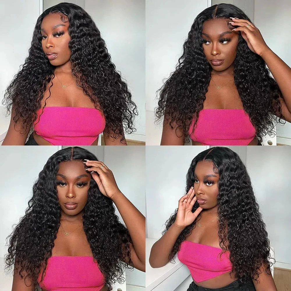 Curly 360 Lace Front Human Hair Wigs 250 Density Brazilian Deep Wave 40 Inch 13x6 HD Lace Frontal Wig 100% Human Hair Preplucked