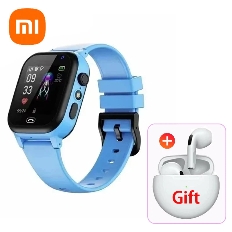 Xiaomi Kids 4G Smart Watch SOS GPS Location Video Call Sim Card Child Camera Waterproof Upgrade 2025 For Boys Girls Add Earphone