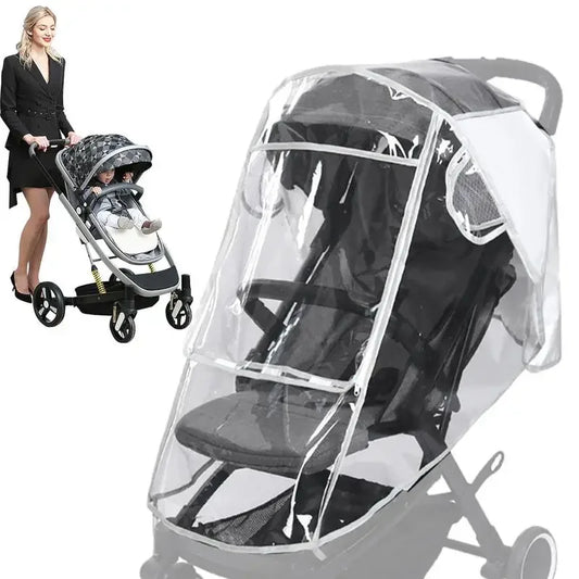 Universal Stroller Rain Cover Baby Car Seat Wind Dust Shield Transparent Waterproof Breathable Trolley Raincoat Accessories