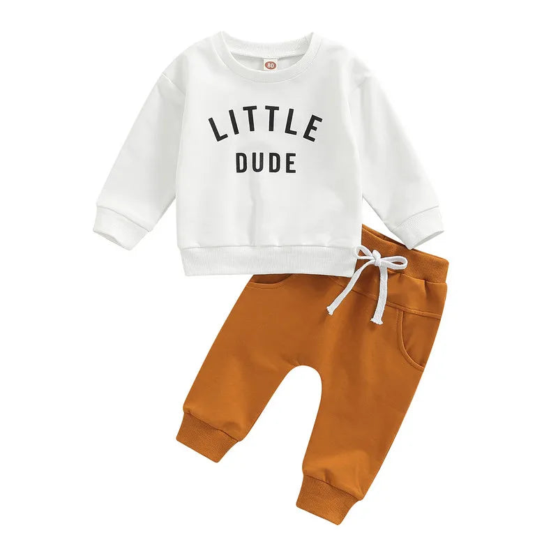 RUEWEY Pant Sets Baby Boy Clothes Fall Infant Top and Bottom Sets for Children Letter Long Sleeve Suit Baby Groups Clothing