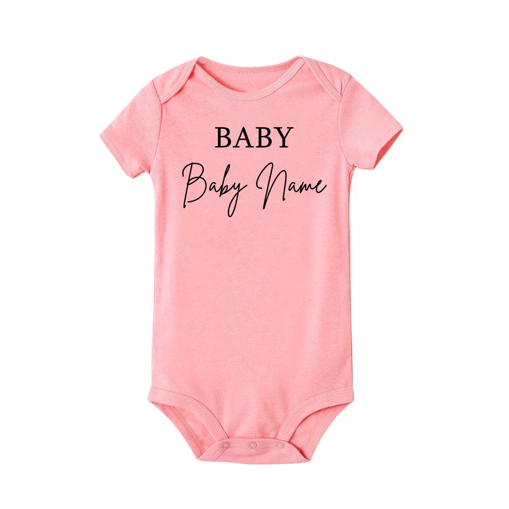 Personalized Name Baby Bodysuit Custom Name Newborn Cute Clothes Toddler Summer Short Sleeve Jumpsuit Unisex Infant Shower Gift