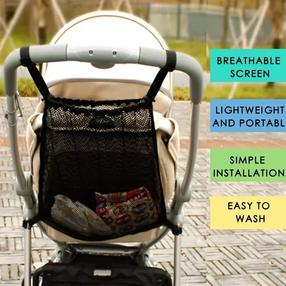 Portable Large Capacity Pram Storage Pocket Baby Stroller Hanging Net Bags Infant Products Organizer Bag Stroller Accessories