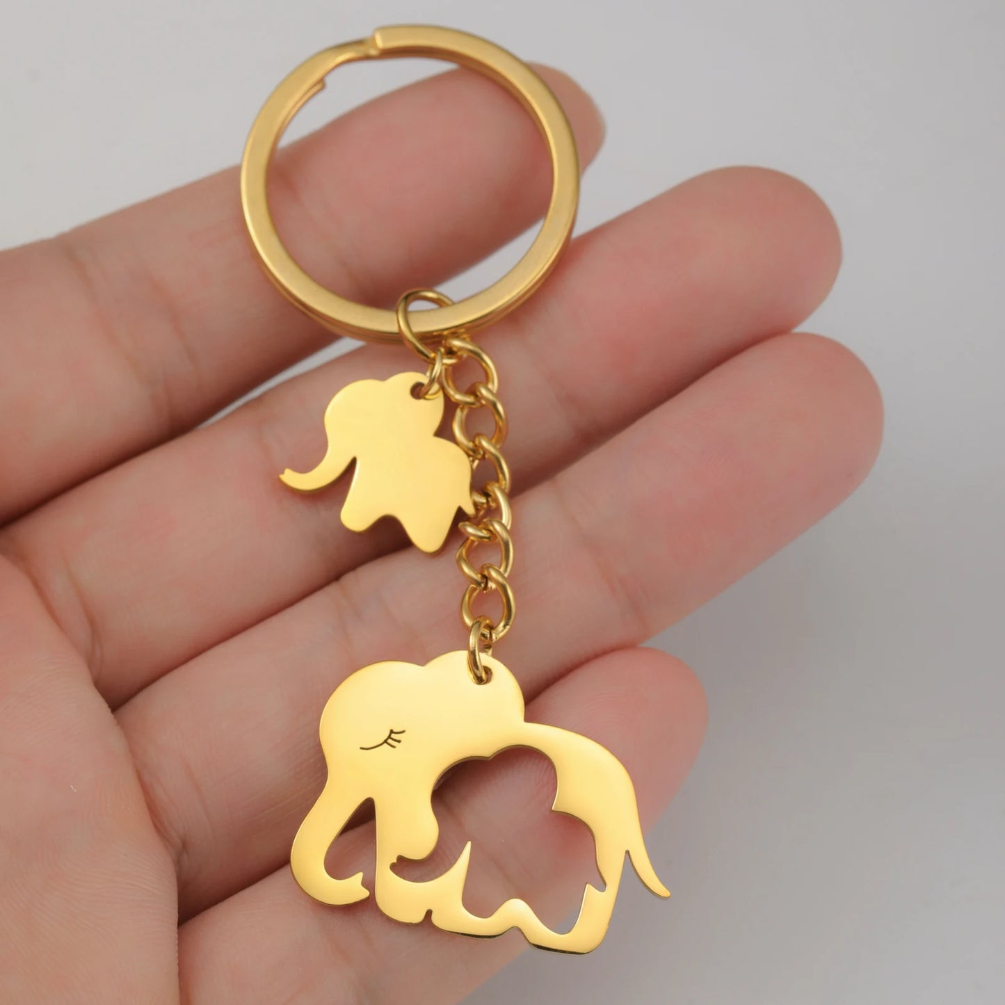 Lucktune Cartoon Elephant Pendant Key Chains for Women Men Stainless Steel Animal Bags Car Keyring Jewelry Valentine’s Day Gifts