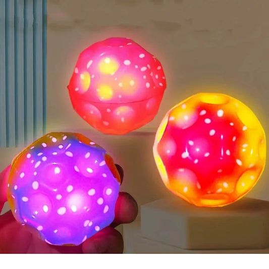 Glowing Extreme High Bouncing Ball With LED Light Space Ball Children Outdoor Toys  Fidget Toys Stress Relief Hole Ball