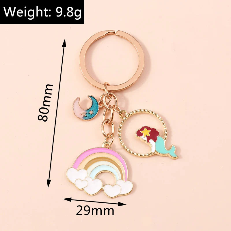 Lovely Colorful Heart Keychain Love Keyrings Valentine's Day Gift Key Chains for Women Girls Car Key Handbag Jewelry Accessories