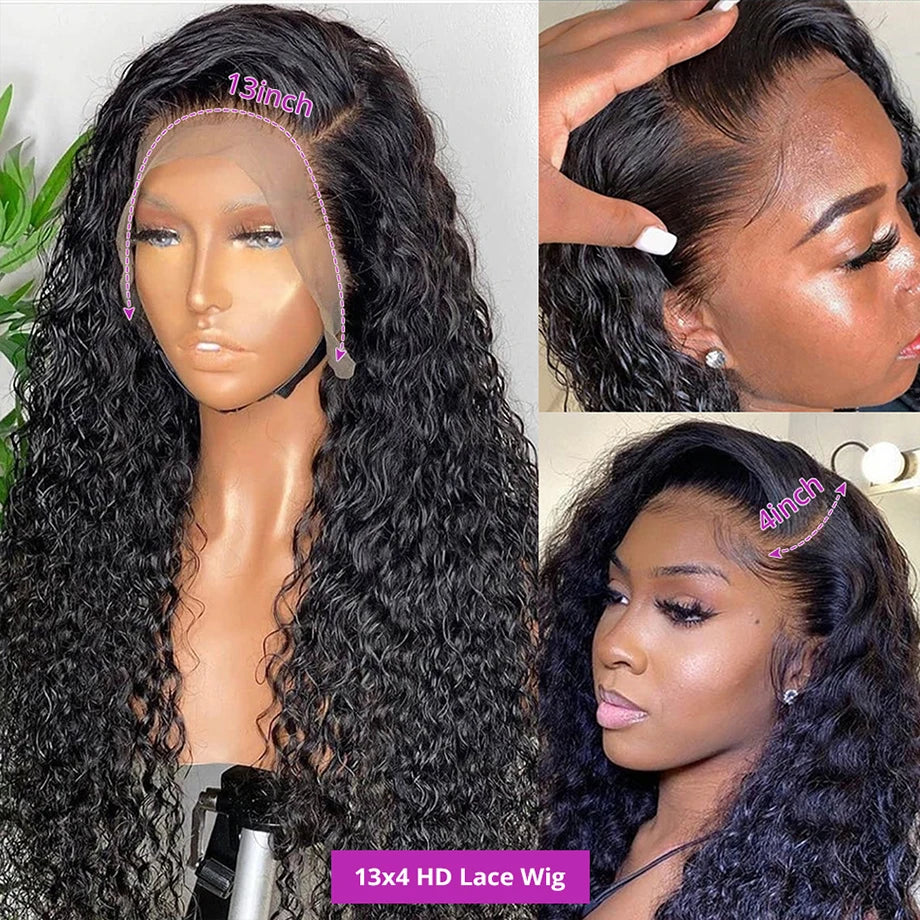 250 Density 360 Full Hd Lace Front Human Hair Wig PrePlucked Glueless Wig 100% Human Hair Deep Curly Wave 13X6 Lace Frontal Wig